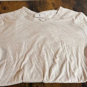 Neutral Weave Beige V-Neck Short Sleeve Tee